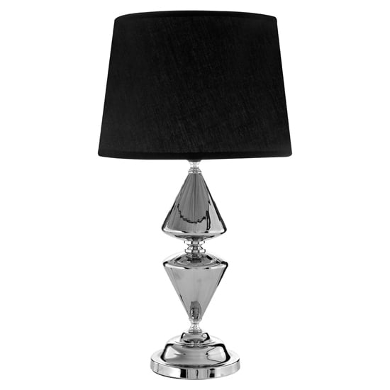 Photo of Honorus black fabric shade table lamp with chrome glass base