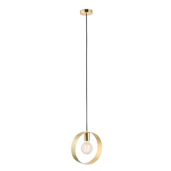 Read more about Hoop 1 light ceiling pendant light in brushed brass