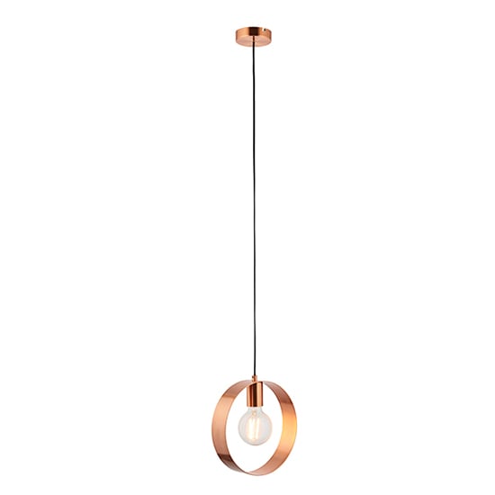 Photo of Hoop 1 light ceiling pendant light in brushed copper