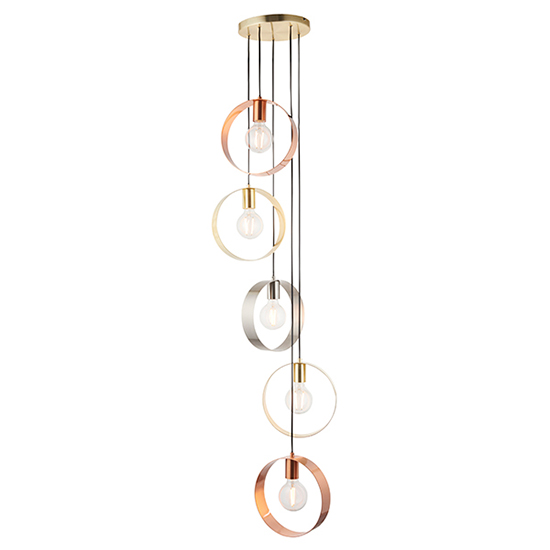 Product photograph of Hoop 5 Lights Ceiling Pendant Light In Brushed Brass from Furniture in Fashion