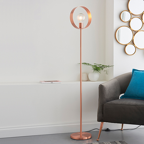 Hoop Floor Lamp In Brushed Copper
