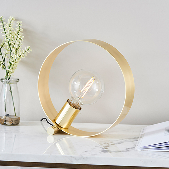 Hoop Table Lamp In Brushed Brass