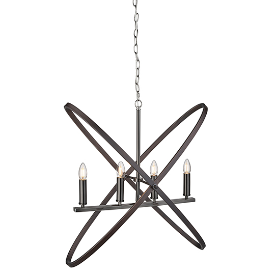 Product photograph of Hoopla 4 Lights Pendant Ceiling Light In Pewter from Furniture in Fashion