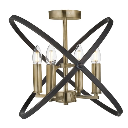 Product photograph of Hoopla 4 Lights Semi Flush Ceiling Lights In Bronze from Furniture in Fashion