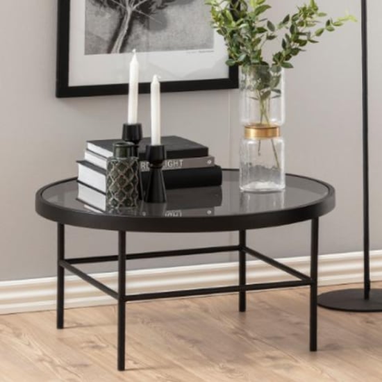 Read more about Hooyah smoked glass coffee table with black metal legs