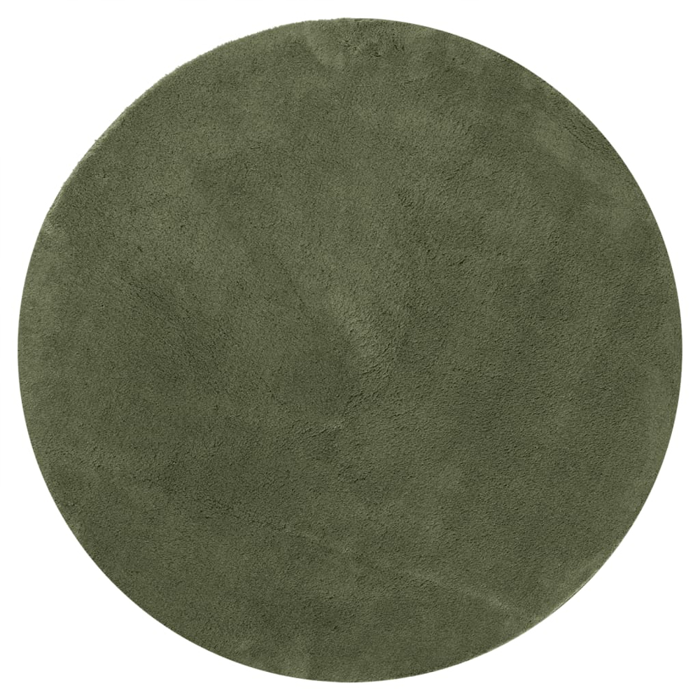 Hopkins 100cm Polyester Round Non-Slip Washable Rug - Forest Green