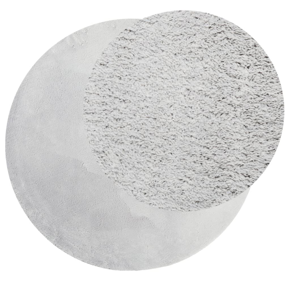 Hopkins 120cm Polyester Round Non-Slip Washable Rug - Grey