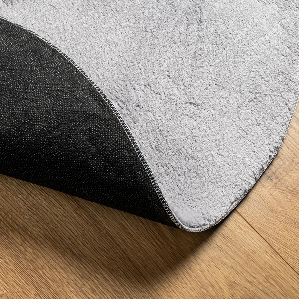 Hopkins 120cm Polyester Round Non-Slip Washable Rug - Grey