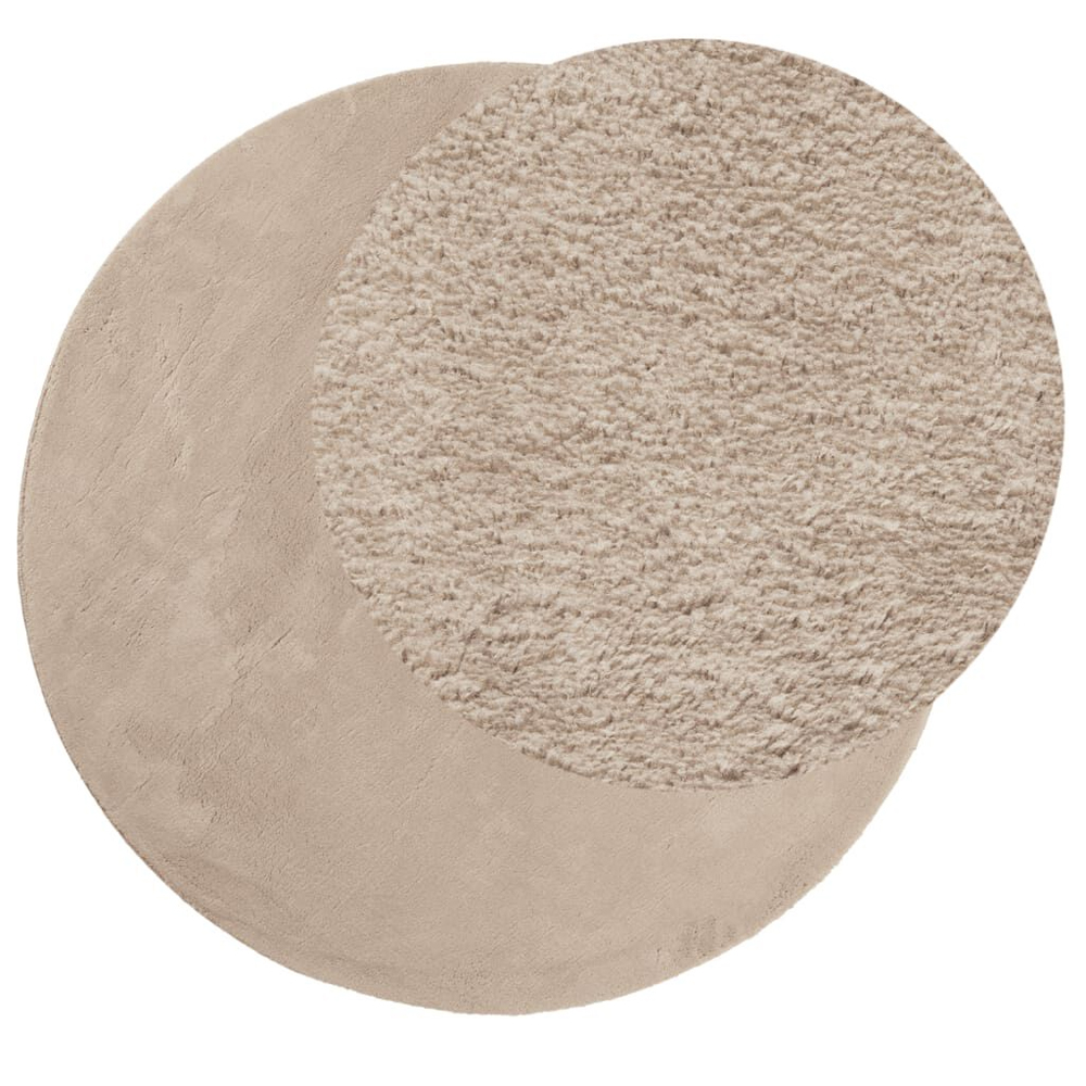 Hopkins 120cm Polyester Round Non-Slip Washable Rug - Sand