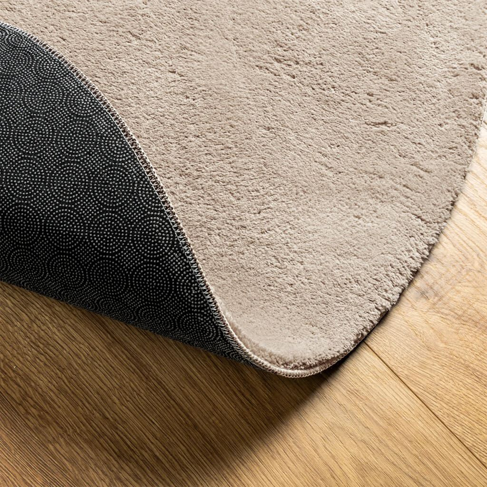 Hopkins 120cm Polyester Round Non-Slip Washable Rug - Sand