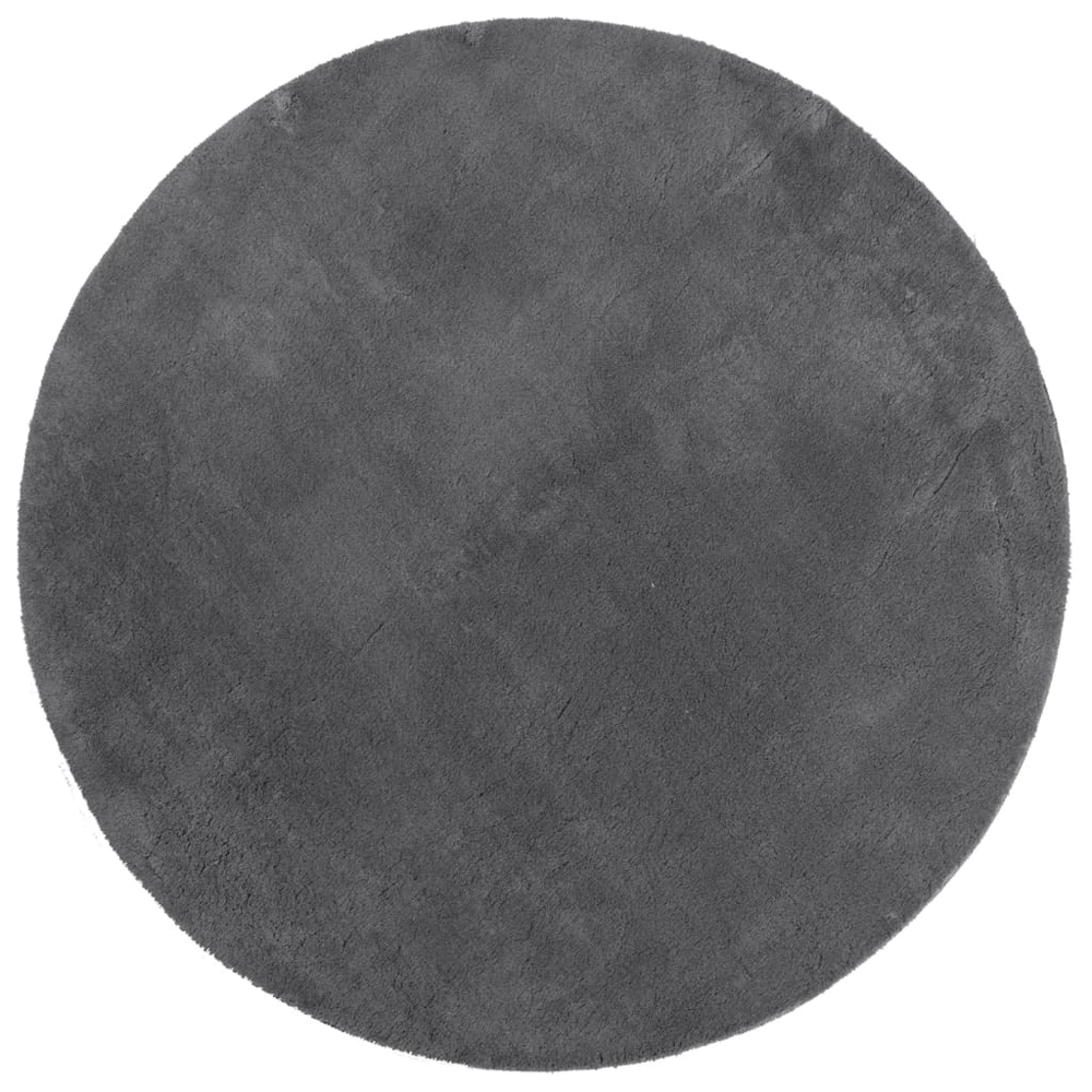 Hopkins 80cm Polyester Round Non-Slip Washable Rug - Anthracite