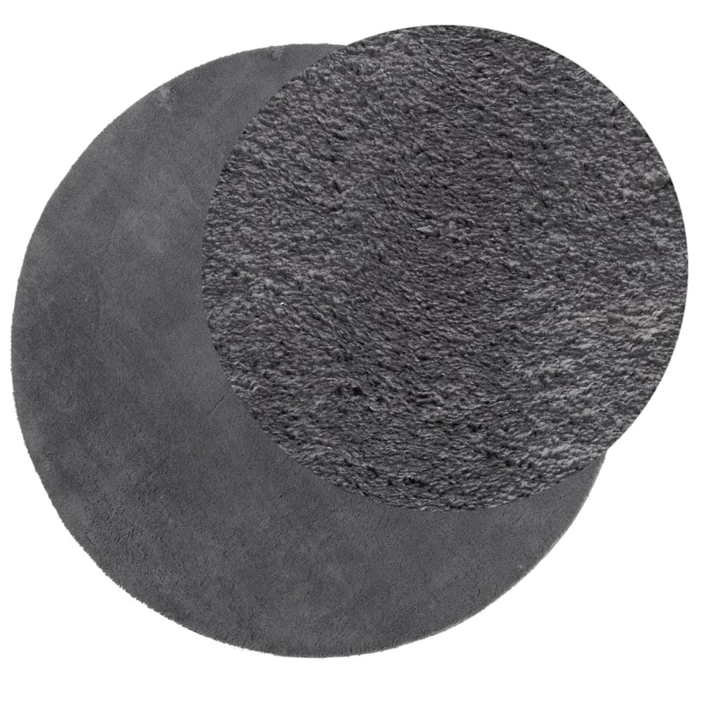 Hopkins 80cm Polyester Round Non-Slip Washable Rug - Anthracite