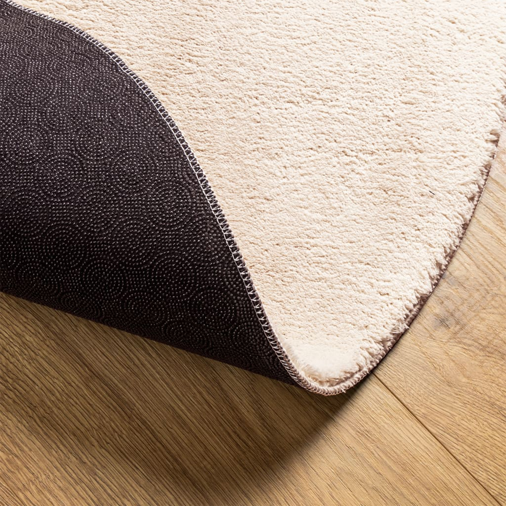 Hopkins 80cm Polyester Round Non-Slip Washable Rug - Beige