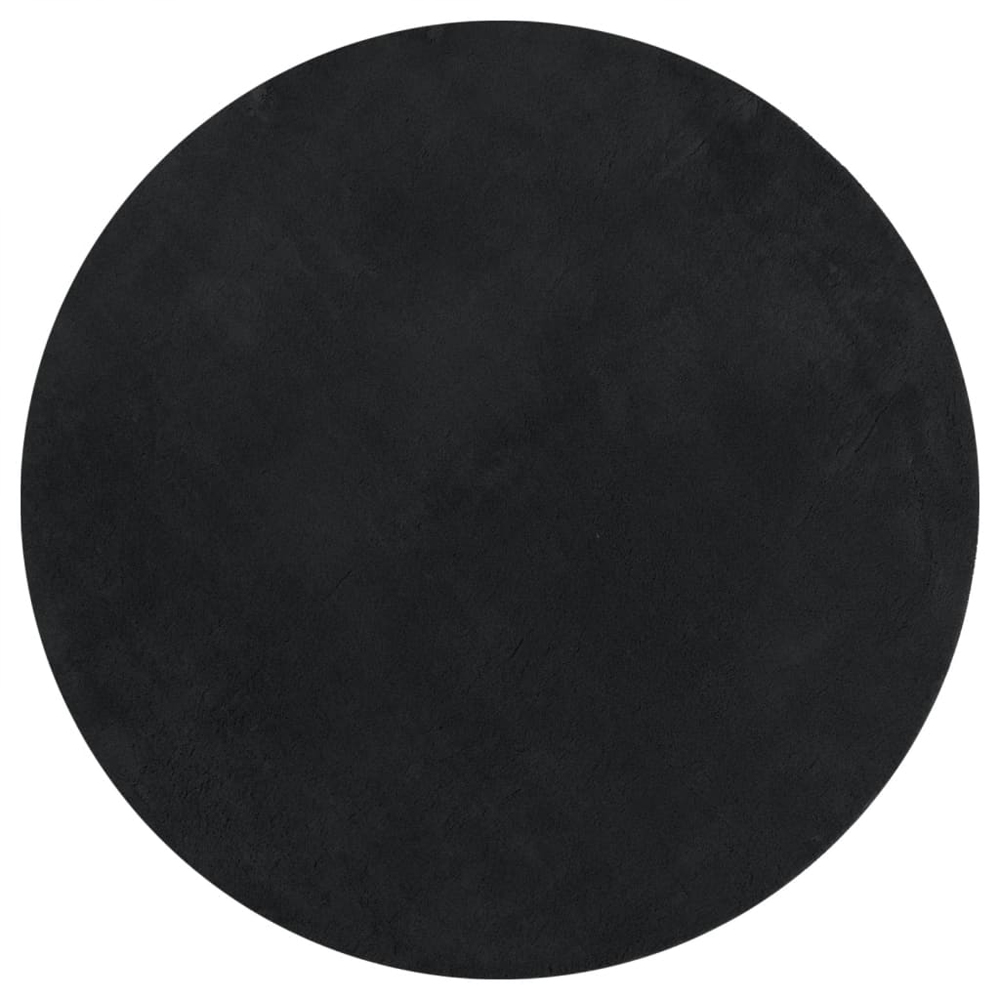 Hopkins 80cm Polyester Round Non-Slip Washable Rug - Black