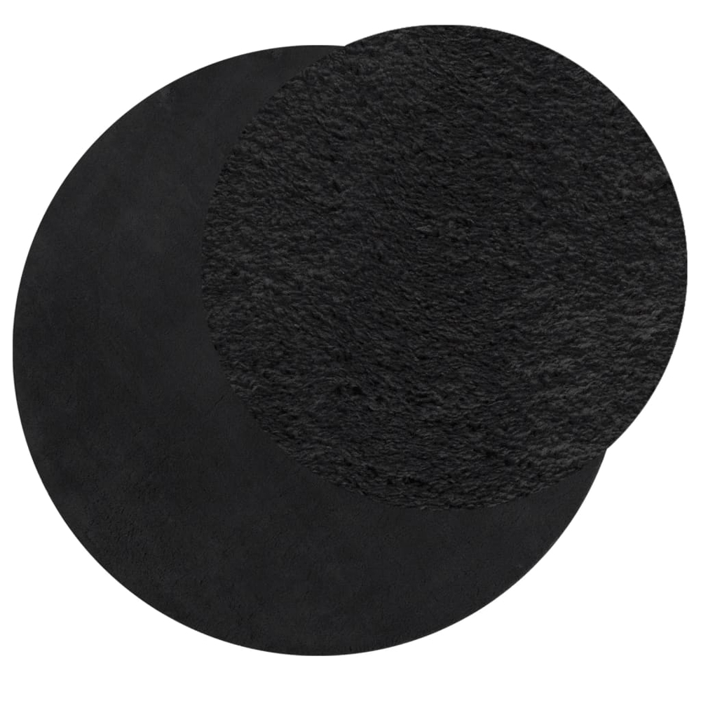 Hopkins 80cm Polyester Round Non-Slip Washable Rug - Black