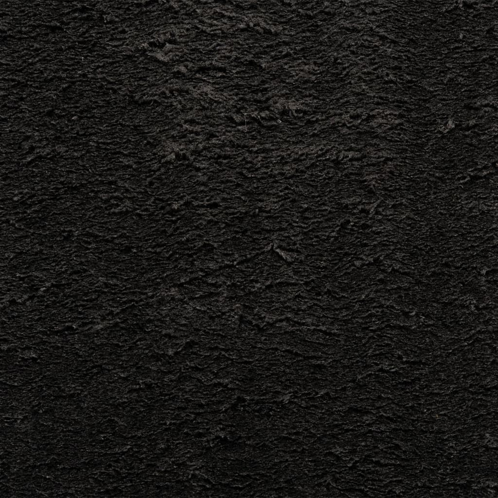 Hopkins 80cm Polyester Round Non-Slip Washable Rug - Black