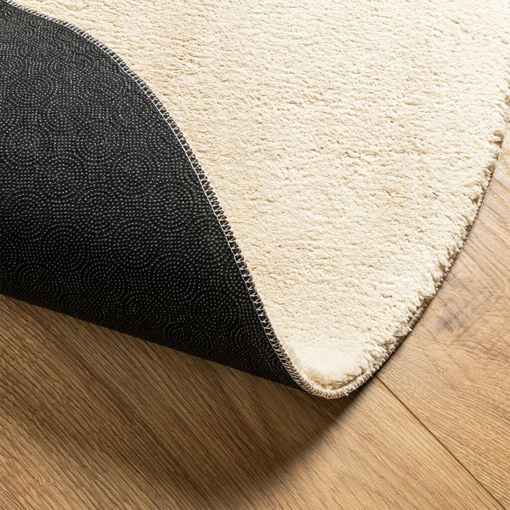 Hopkins 80cm Polyester Round Non-Slip Washable Rug - Cream