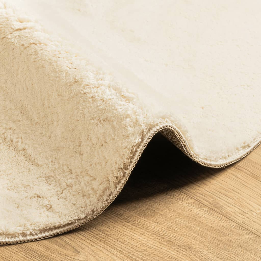 Hopkins 80cm Polyester Round Non-Slip Washable Rug - Cream