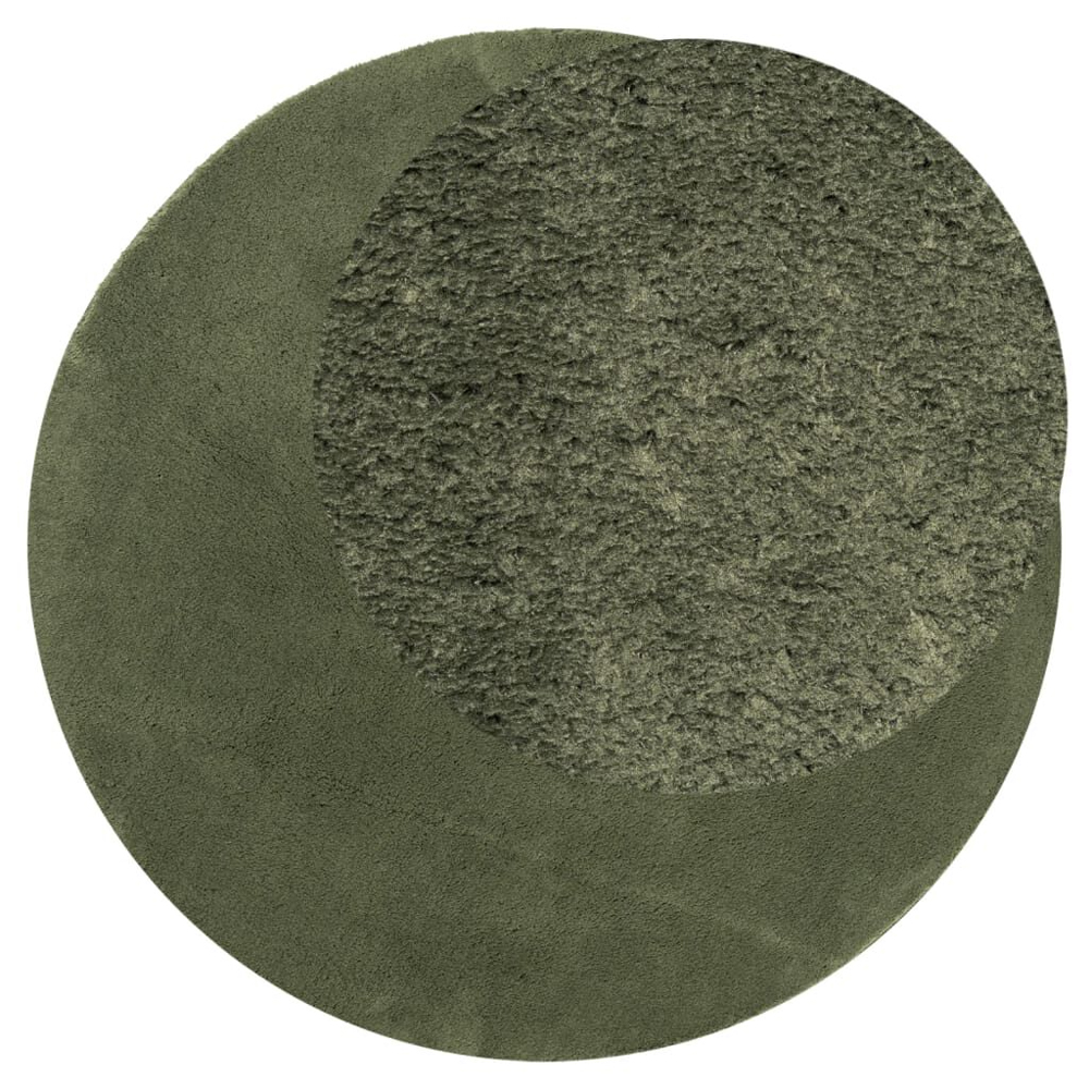 Hopkins 80cm Polyester Round Non-Slip Washable Rug - Forest Green