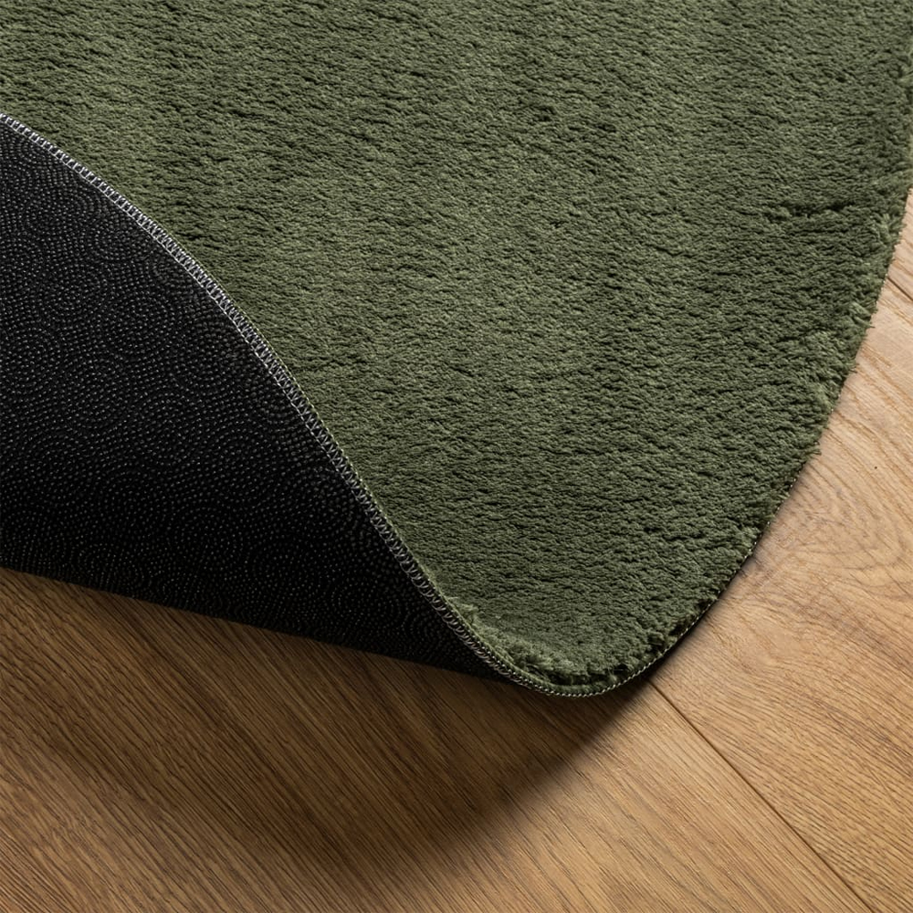 Hopkins 80cm Polyester Round Non-Slip Washable Rug - Forest Green