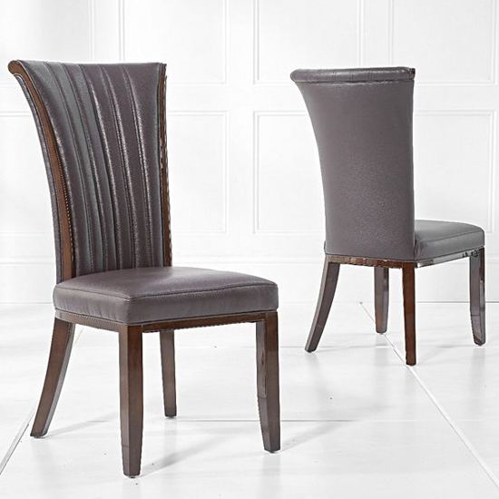 Horizen Brown Bonded Leather Dining Chairs In A Pair_1