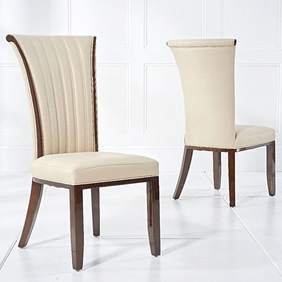 Horizen Cream Bonded Leather Dining Chairs In A Pair