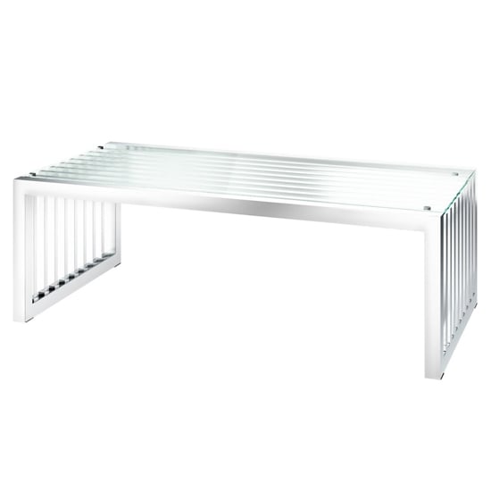 Hadlow Clear Glass Coffee Table With Stainless Steel Frame_2