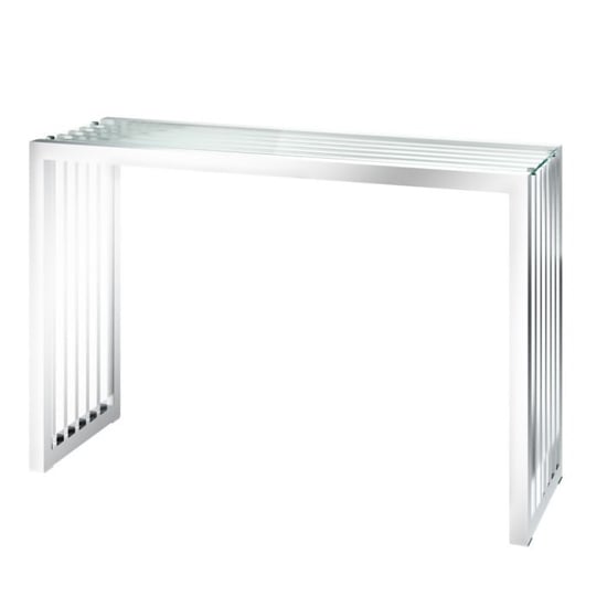 Hadlow Clear Glass Console Table With Stainless Steel Frame_2
