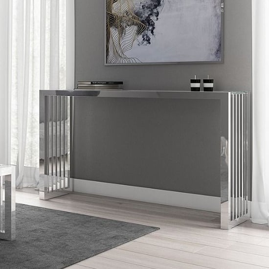 Read more about Hadlow clear glass console table with stainless steel frame