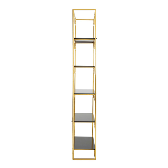 Horizon Glass Shelves Angular Design Bookshelf In Gold FiF