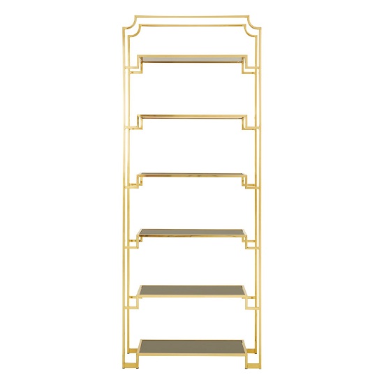 Horizon Gold Bookshelf With 6 Black Glass Shelves Furniture In