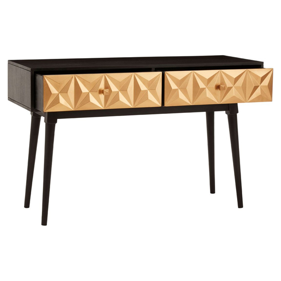Horna Wooden Console Table With 2 Doors In Brown And Gold