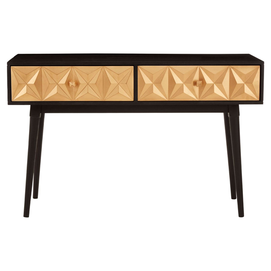 Horna Wooden Console Table With 2 Doors In Brown And Gold