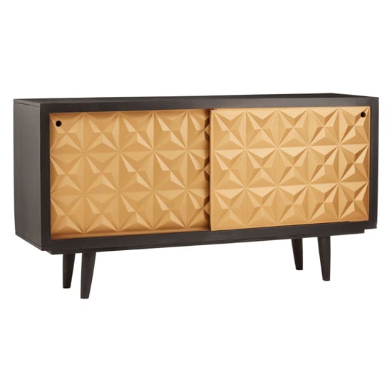 Product photograph of Horna Wooden Sideboard With 2 Doors In Brown And Gold from Furniture in Fashion