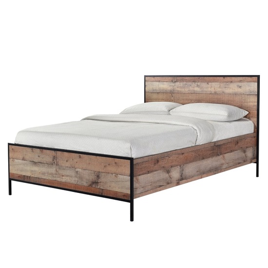 Hundon Double Size Bed In Distressed Oak Finish_2