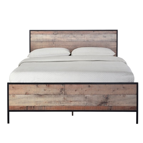 Hundon Double Size Bed In Distressed Oak Finish