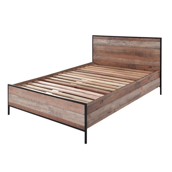 Hundon Double Size Bed In Distressed Oak Finish_3