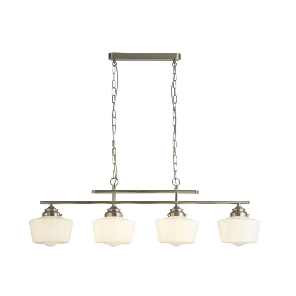 Read more about Housie 4 light opal glass shade pendant light in satin silver