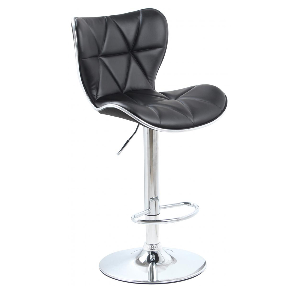 Houston Black PU Leather Bar Stools With Chrome Base In Pair