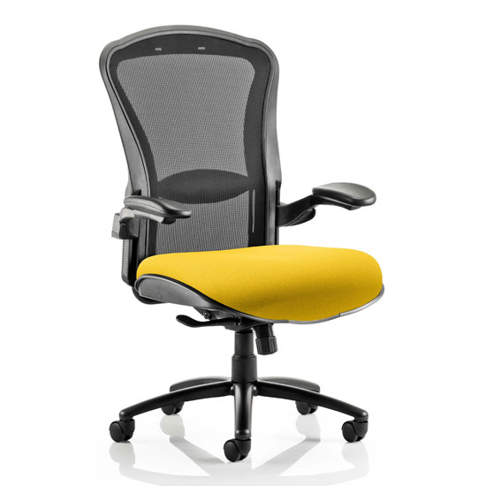 View Houston heavy black back office chair with senna yellow seat