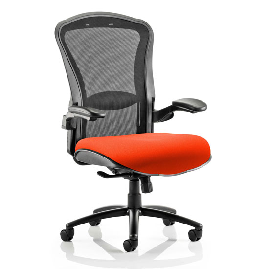 Photo of Houston heavy black back office chair with tabasco red seat