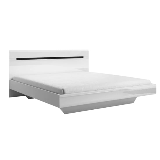 Product photograph of Houston High Gloss King Size Bed In White from Furniture in Fashion