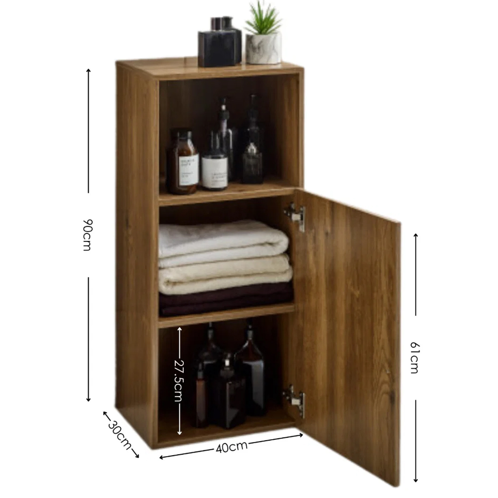 Hovaro Wooden Bathroom Cabinet with 1 Door in Walnut