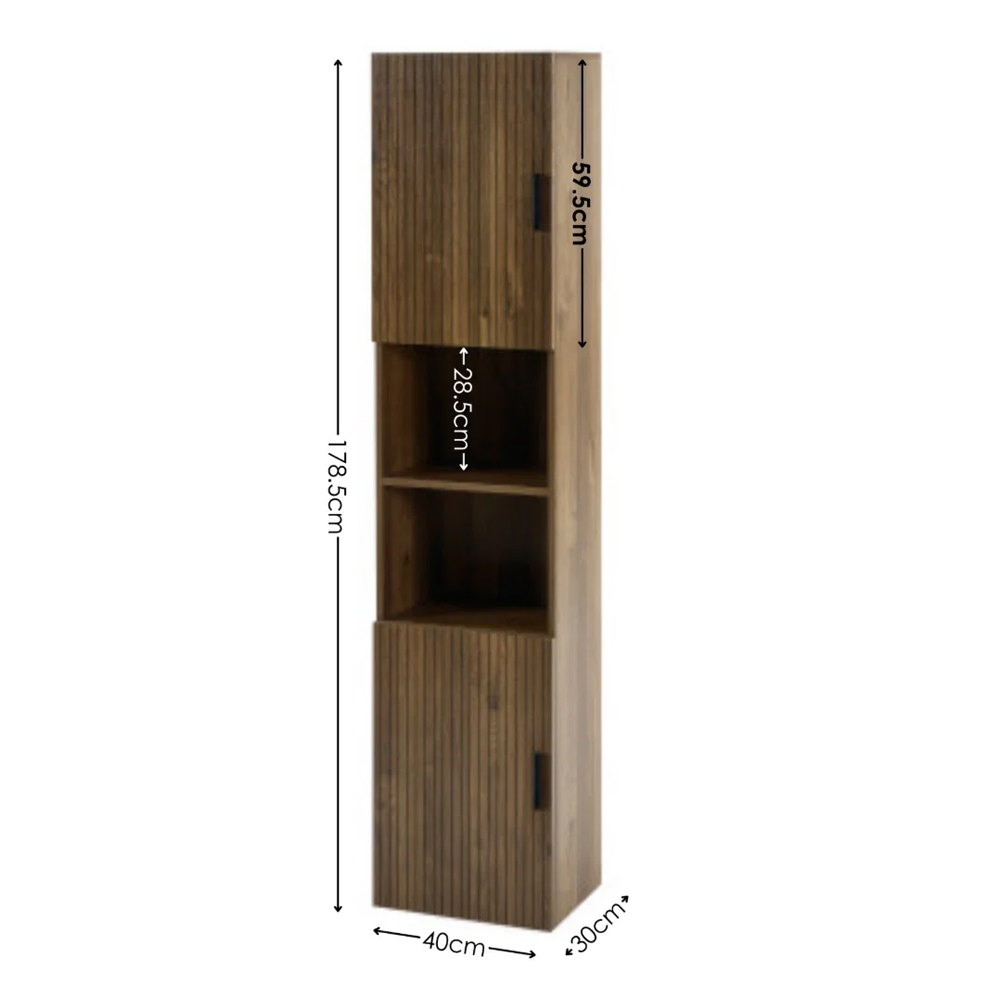 Hovaro Wooden Bathroom Cabinet with 2 Doors in Walnut