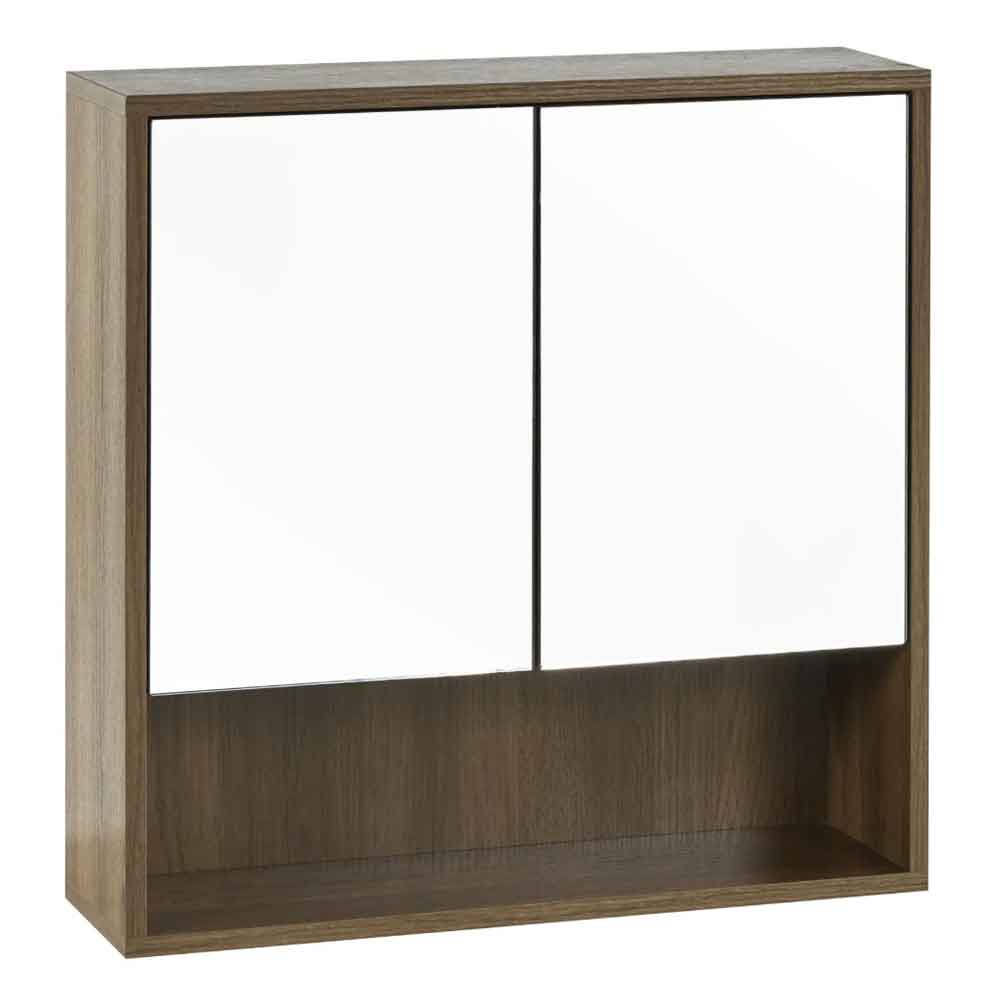 Hovaro Wooden Bathroom Mirrored Cabinet with 2 Doors in Walnut