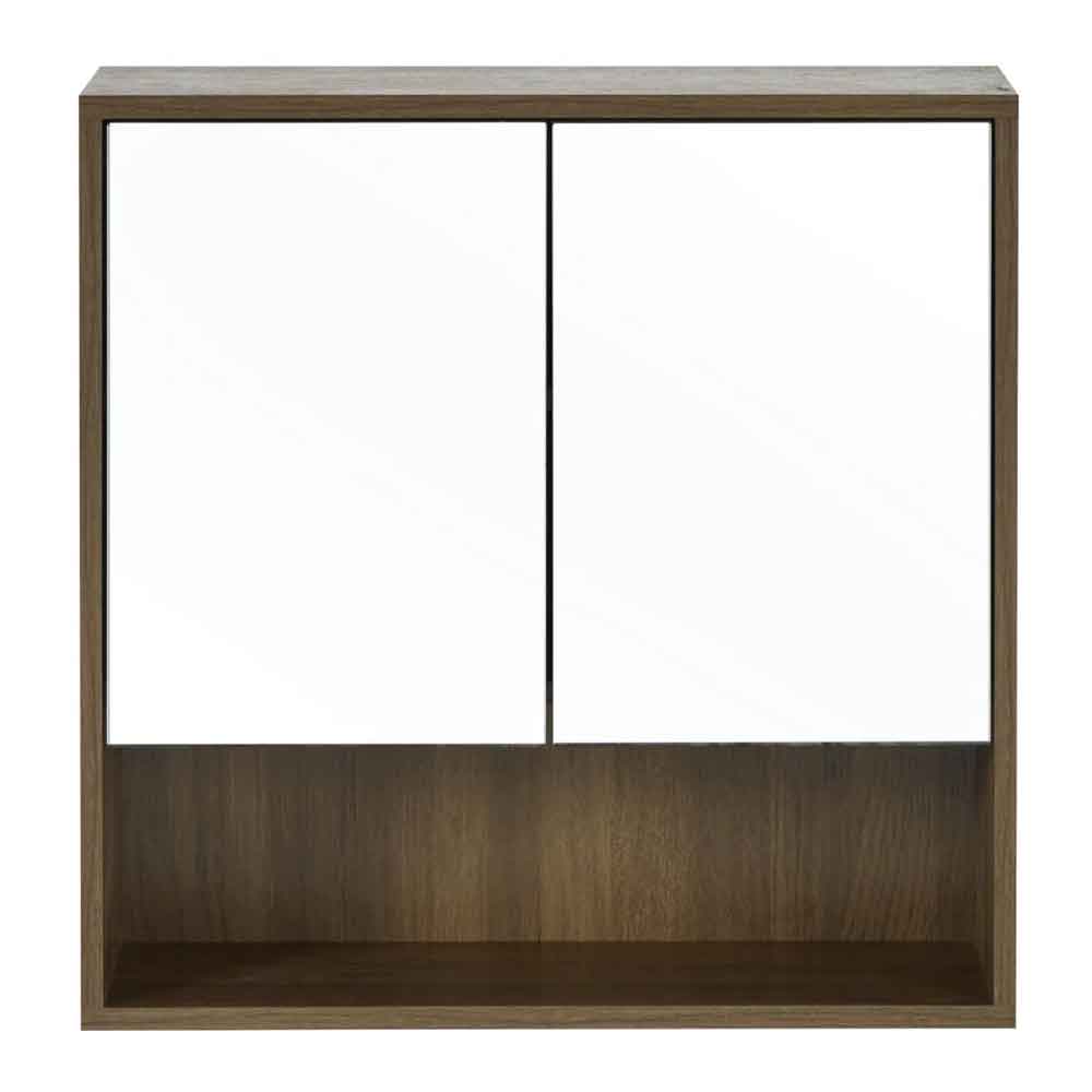 Hovaro Wooden Bathroom Mirrored Cabinet with 2 Doors in Walnut