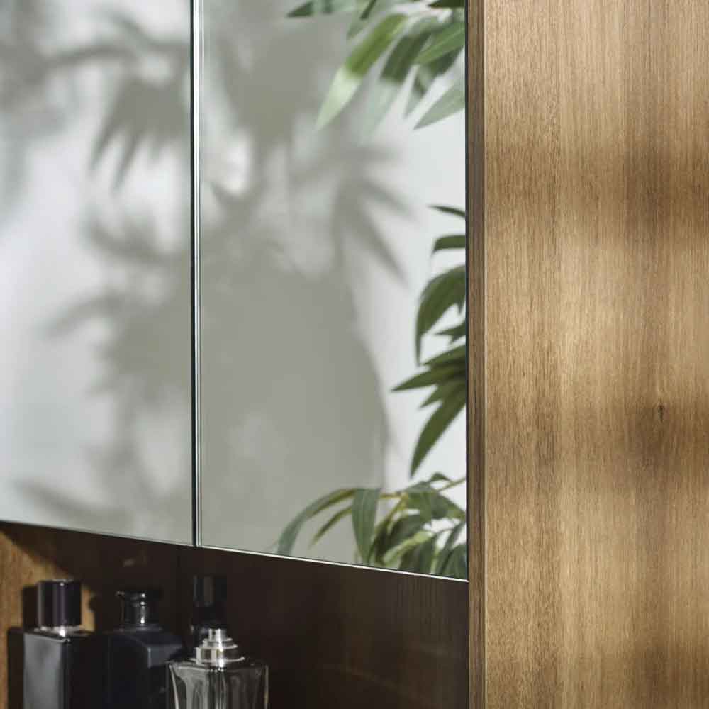 Hovaro Wooden Bathroom Mirrored Cabinet with 2 Doors in Walnut