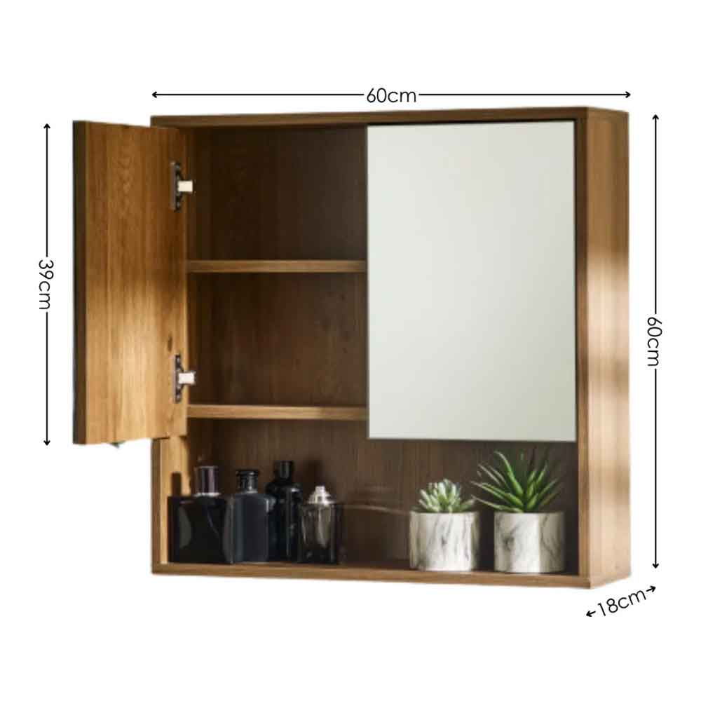 Hovaro Wooden Bathroom Mirrored Cabinet with 2 Doors in Walnut