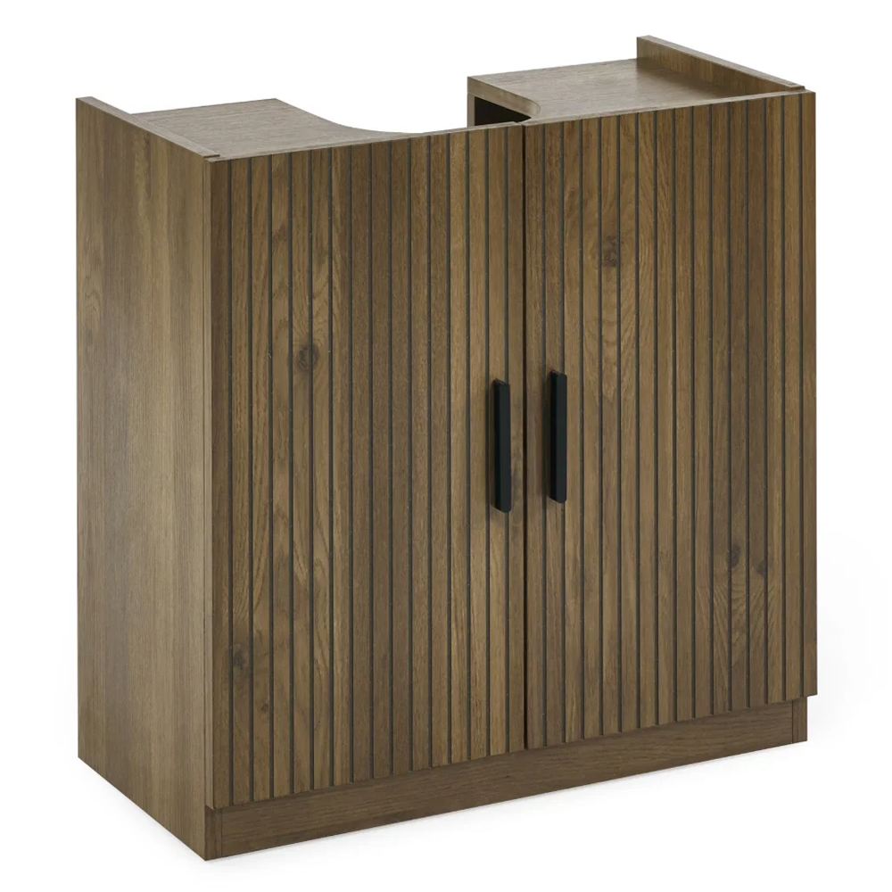 Hovaro Wooden Under Sink Bathroom Storage with 2 Doors in Walnut
