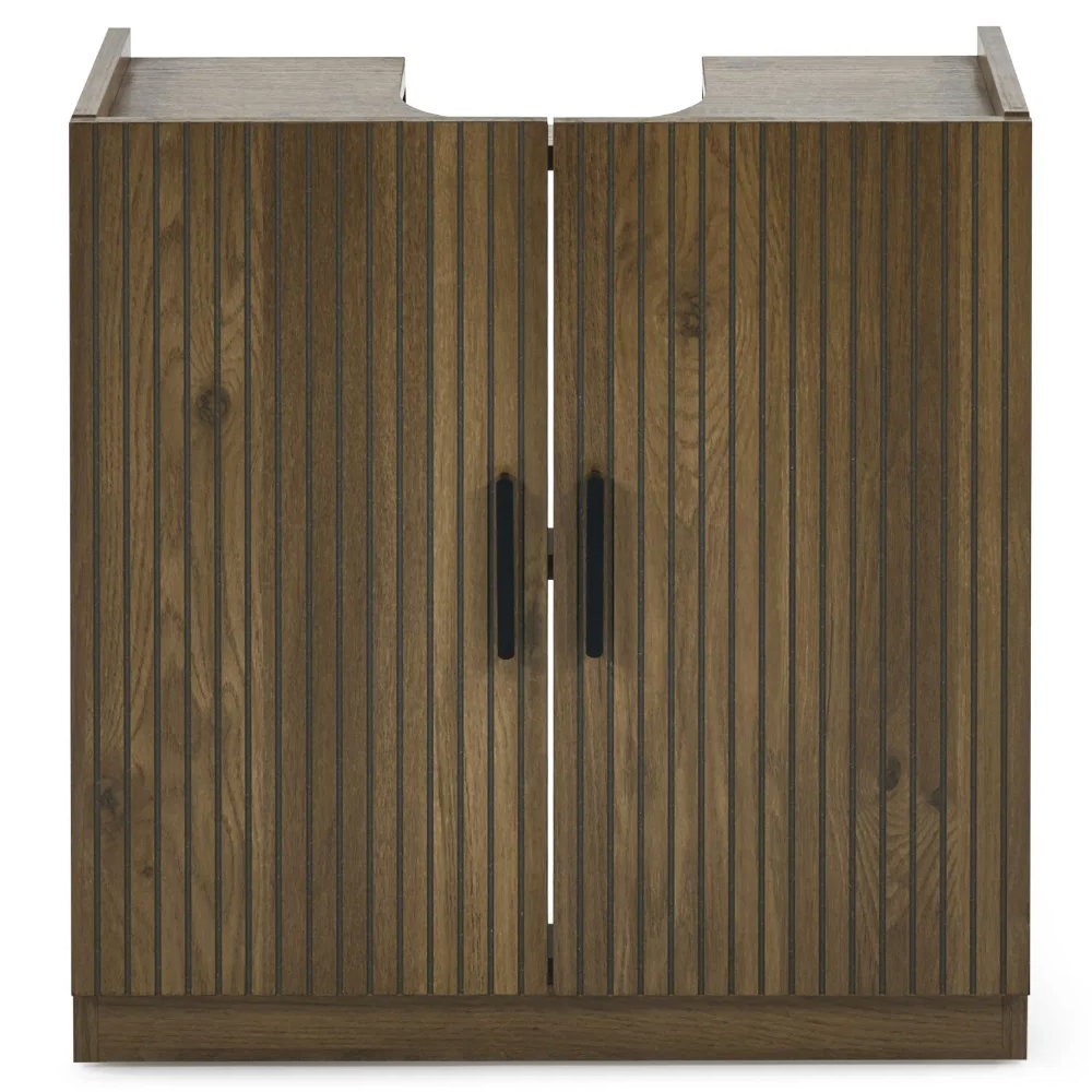 Hovaro Wooden Under Sink Bathroom Storage with 2 Doors in Walnut